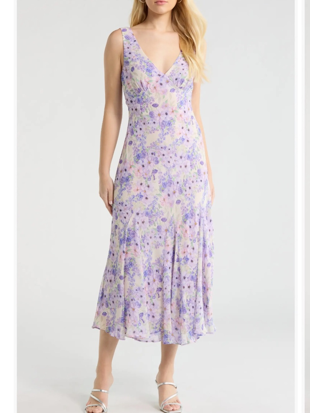 Lavender Floral Midi Dress